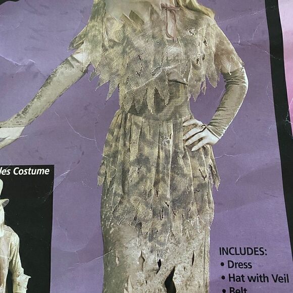 𝅺GHOSTLY gal zombie scary Halloween costume one size fits most adults - Picture 9 of 11